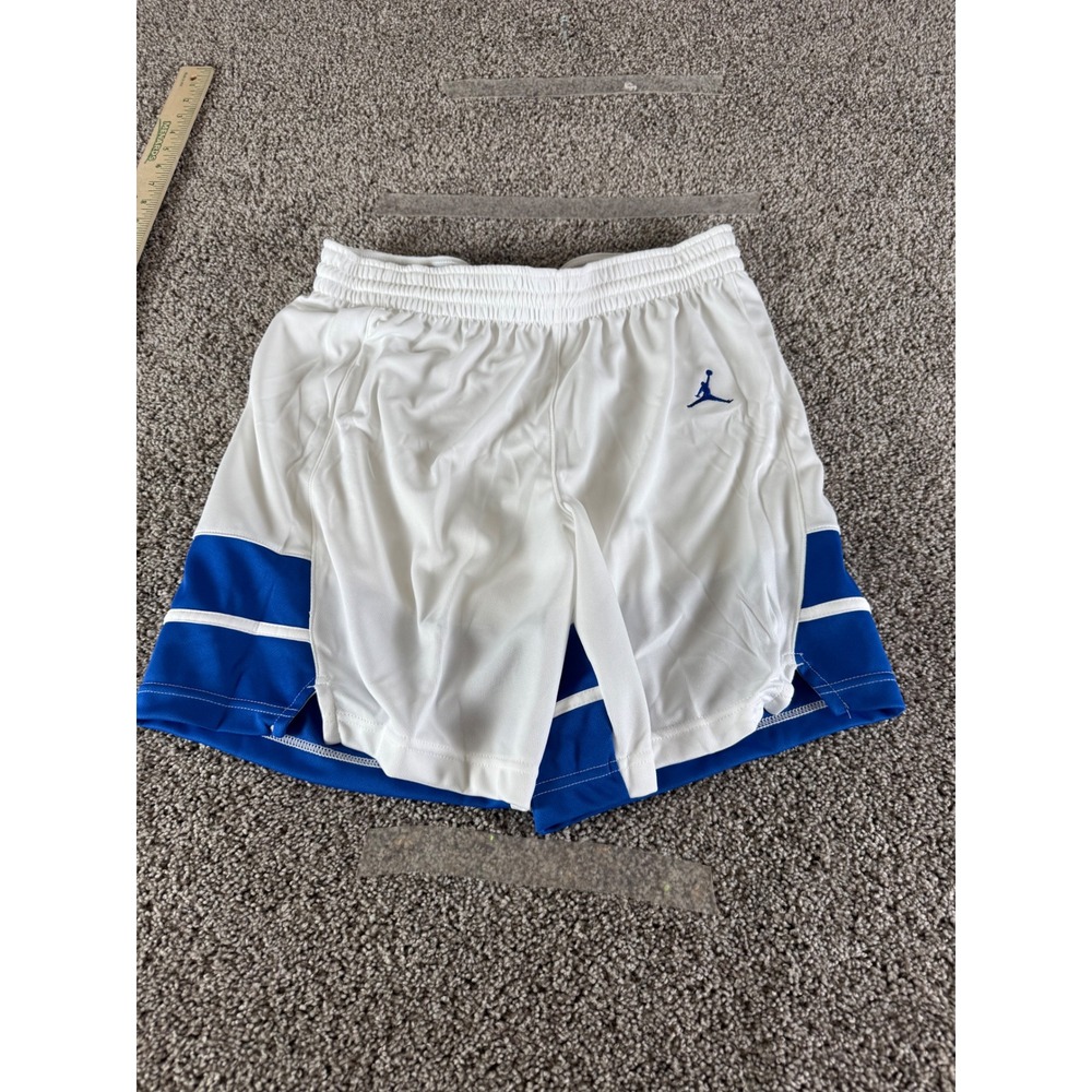 Jordan Mens Basketball Shorts White Blue Jumpman Mesh Athletic FQ5375-108 L